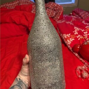 Silver Rhinestone Bling Decorative Glass Bottle